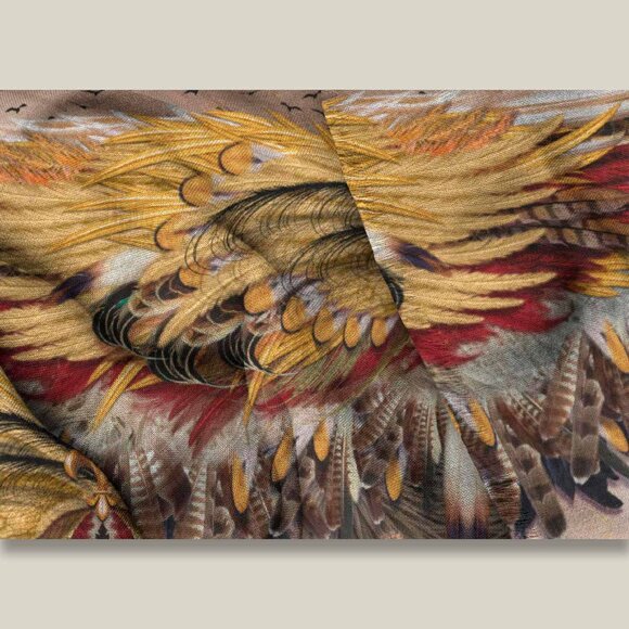 Phoenix Feather Wings in Flight Long Natural Fiber Scarf Shawl - Picture 10 of 10